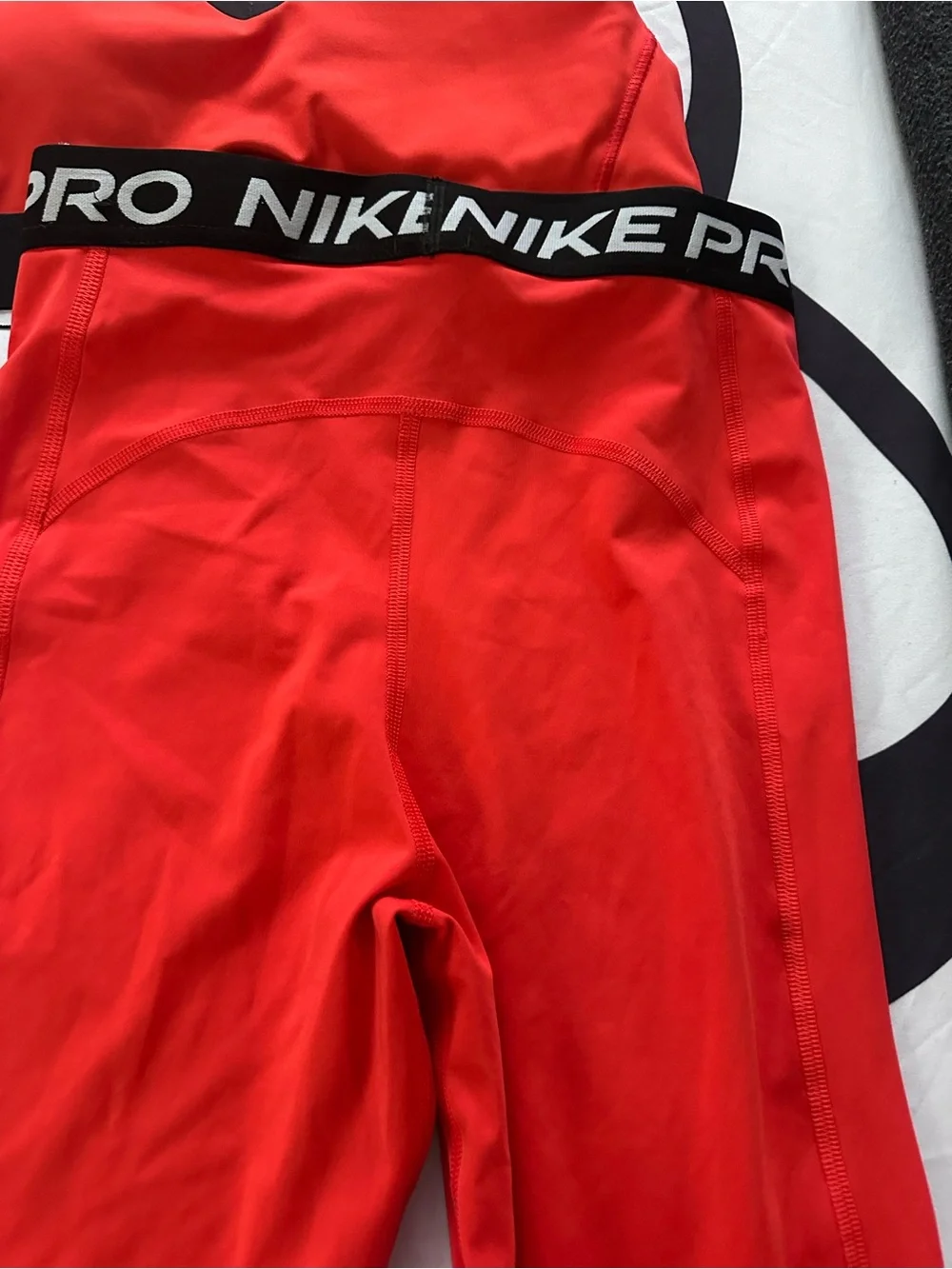 Nike Red Girls' Athletic Leggings with Branded Waistband